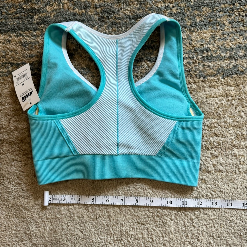 Avia Sports Bra Medium Size Seamless Front Zip Medium Support Aqua Seafoam - Picture 6 of 6
